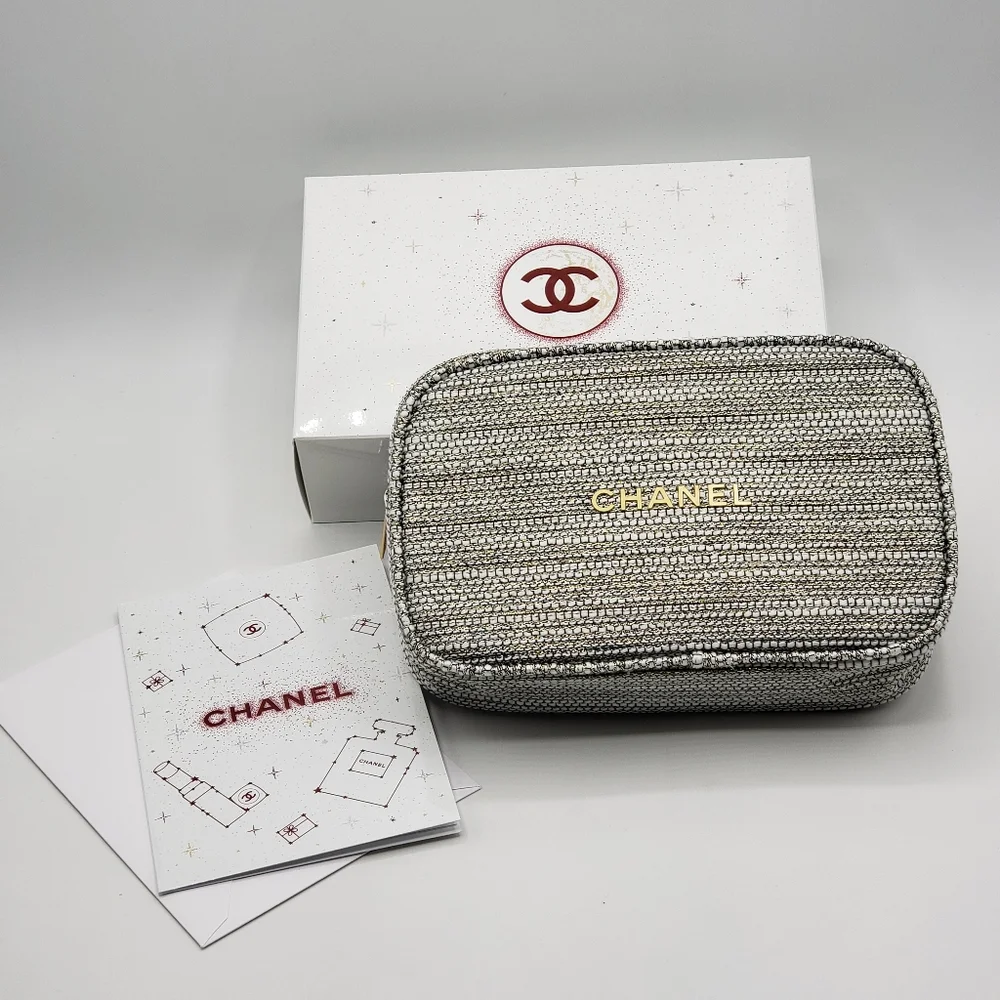 Authentic Chanel cosmetic make up pouch bag